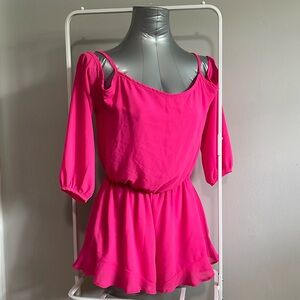 Bright pink loose fitting romper